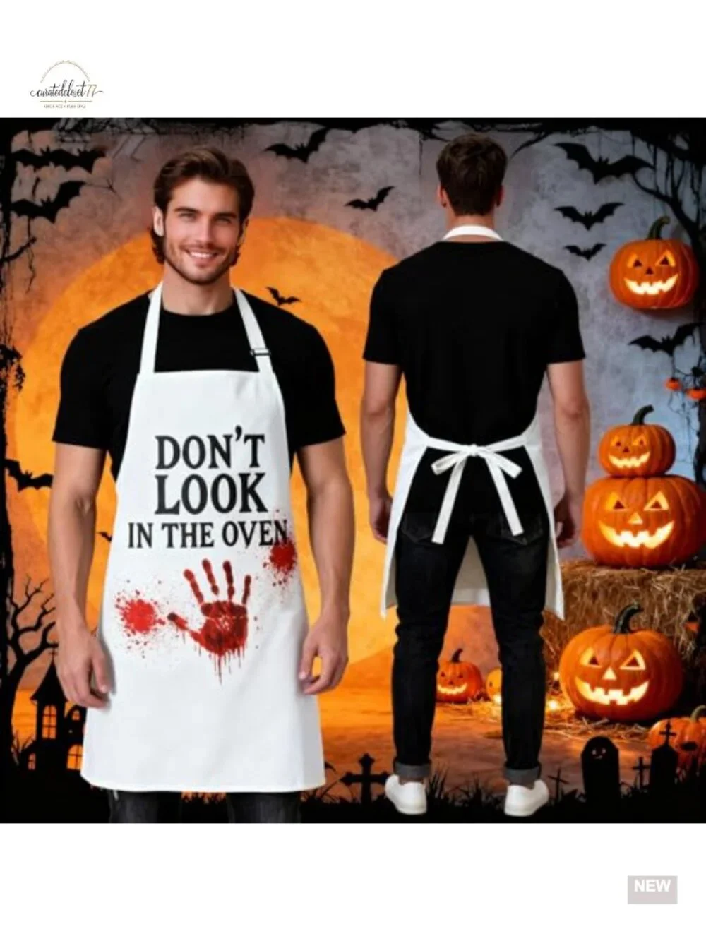Halloween Apron Funny Blood Splatter Bib Adjustable Cooking Grilling Gift